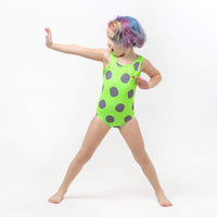 Neon Green Polka Dots Sandy Toes Maillots (Ocean Breeze)