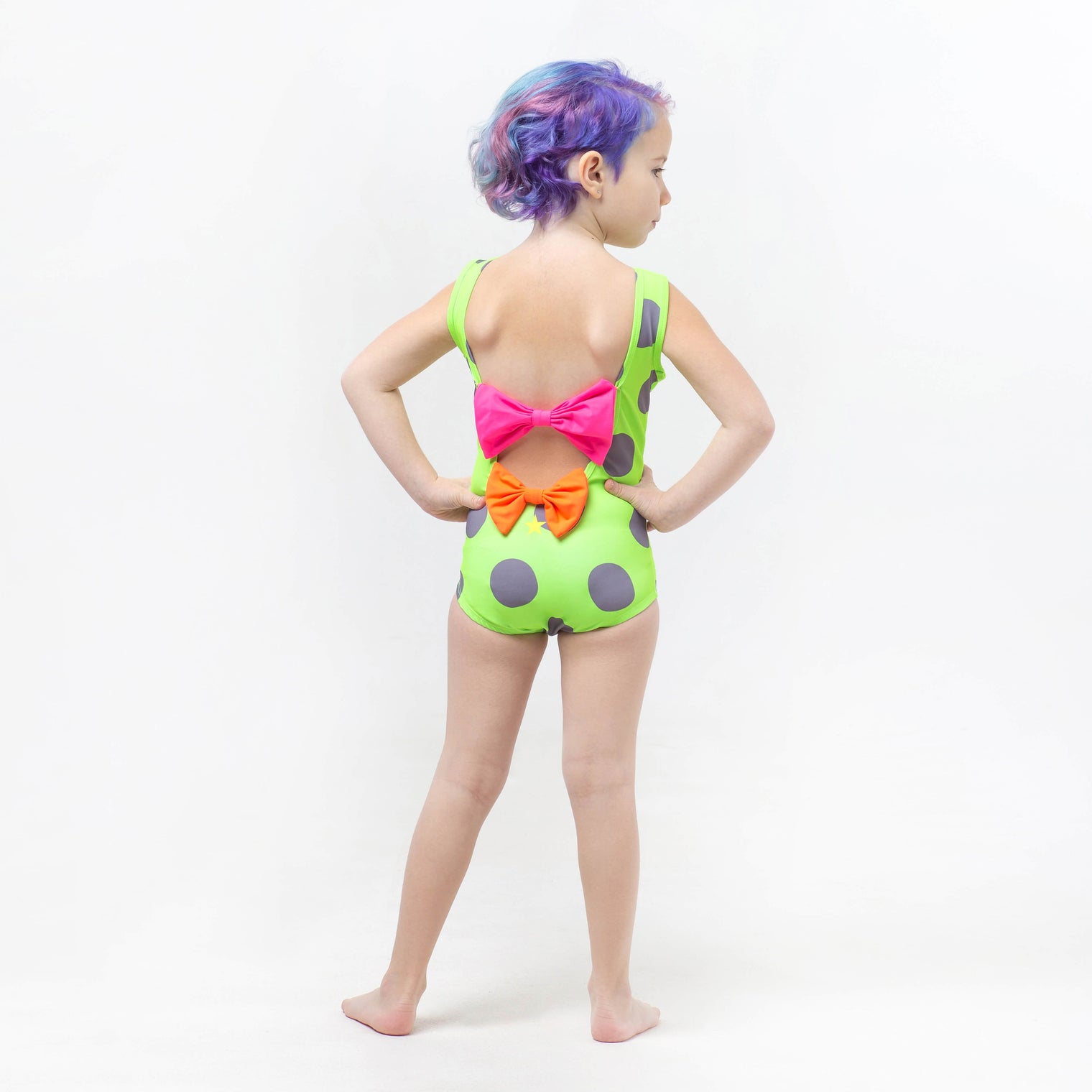 Neon Green Polka Dots Sandy Toes Maillots (Ocean Breeze)