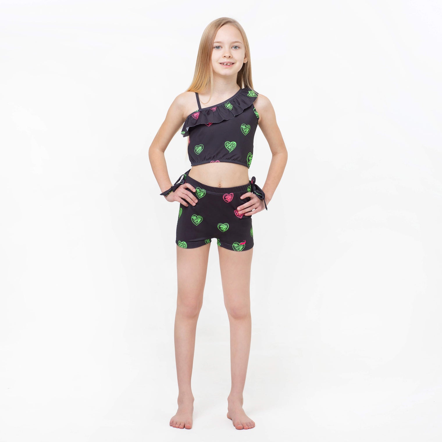 Pink and Green Hearts Waterfall Cove Tankini