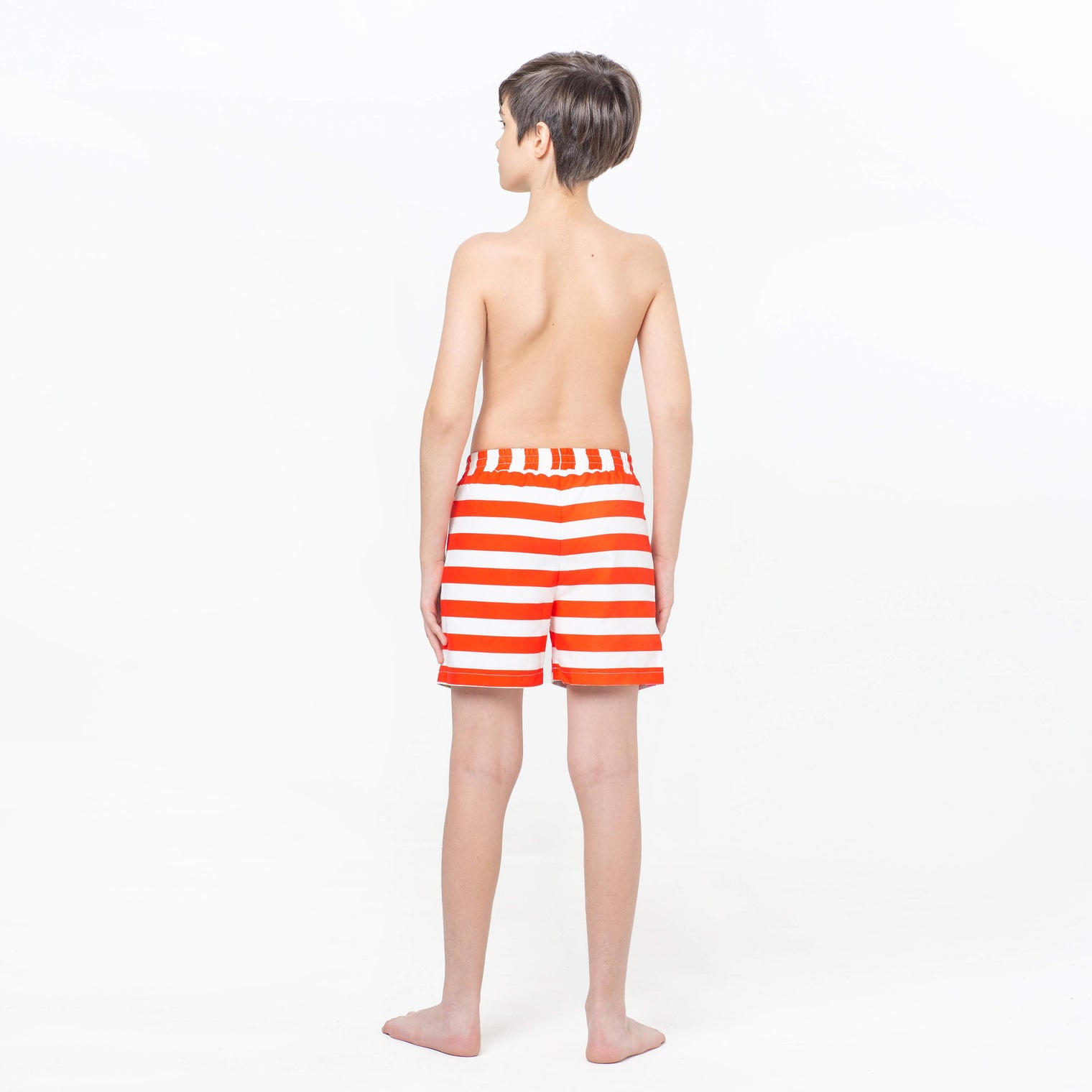 Multicolored Splashes and Cherries, Red Stripes Reversible Flipout Shorts