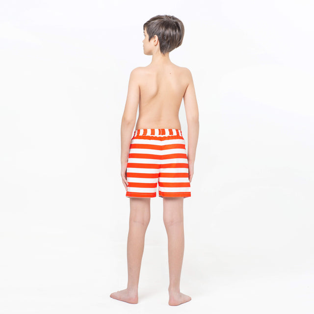 Multicolored Splashes and Cherries, Red Stripes Reversible Flipout Shorts