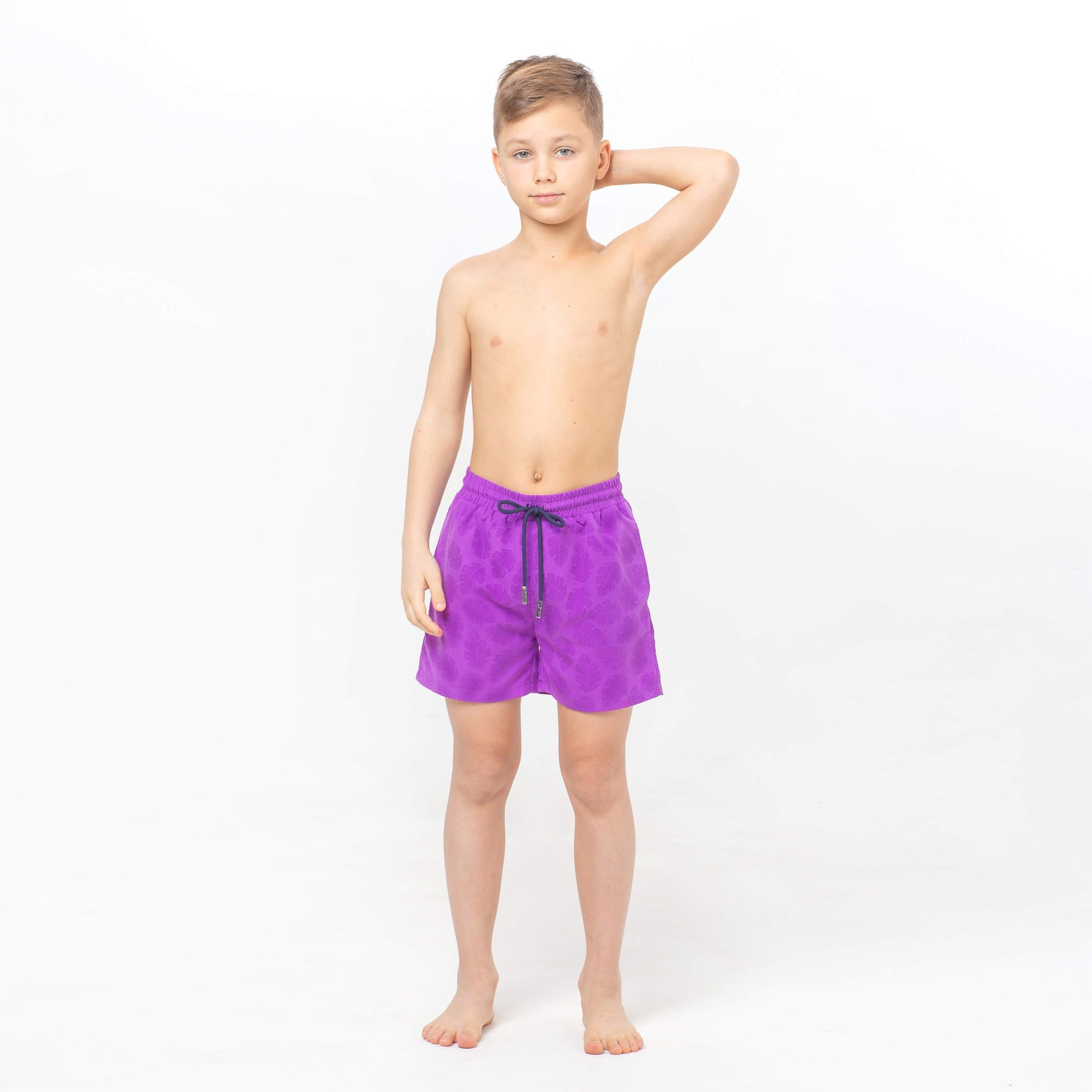 Tropical Leaves Purple Magic Printed Shorts