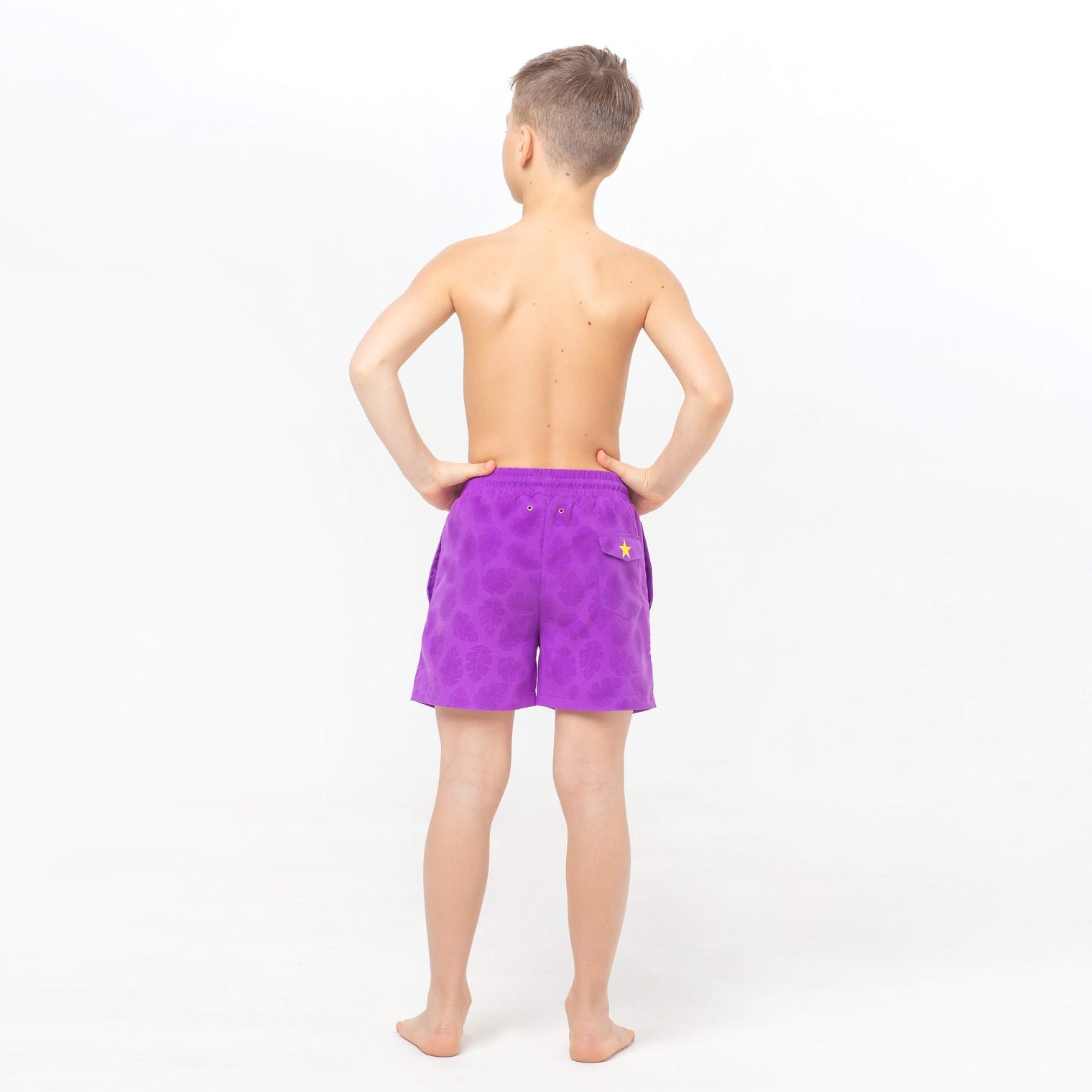 Tropical Leaves Purple Magic Printed Shorts