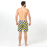 Striped Hot Air Balloons, Yellow and Blue Squares Reversible Flipout Shorts