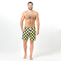 Striped Hot Air Balloons, Yellow and Blue Squares Reversible Flipout Shorts