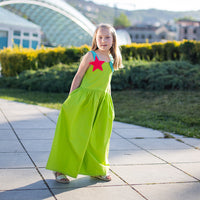 Girl wearing Anaario Cosmic Bewitched Jumpsuit, Aqua Magic Print