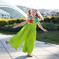 Girl wearing Anaario Cosmic Bewitched Jumpsuit, Aqua Magic Print