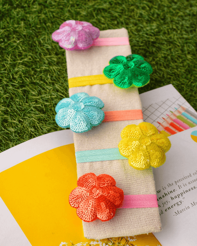Anaario Flower Hair Ties (Set of 5), assorted colours hair tie set for kids