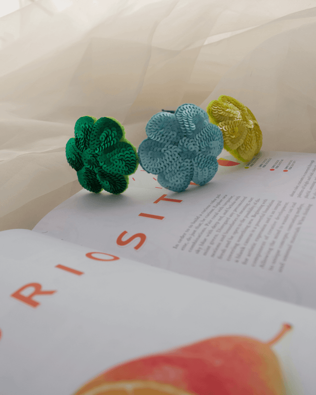 Anaario Flower Hairband (Set of 3), Green + Light Blue + Yellow combo for kids