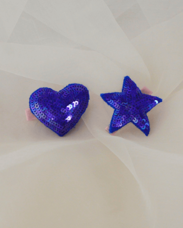 Anaario Heart-Star Clip, Blue hair clip for kids