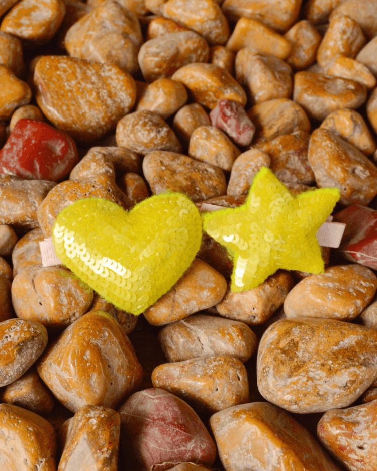 Anaario Heart-Star Clip, Yellow hair clip for kids
