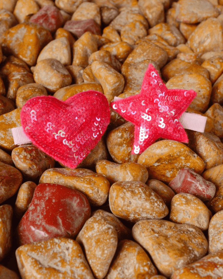 Anaario Heart-Star Clip, Pink hair clip for kids
