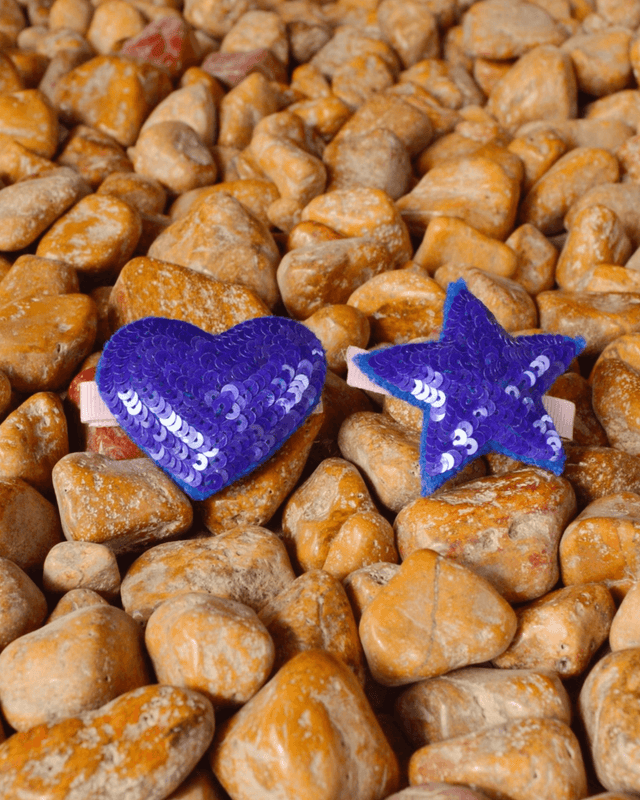 Anaario Heart-Star Clip, Blue hair clip for kids