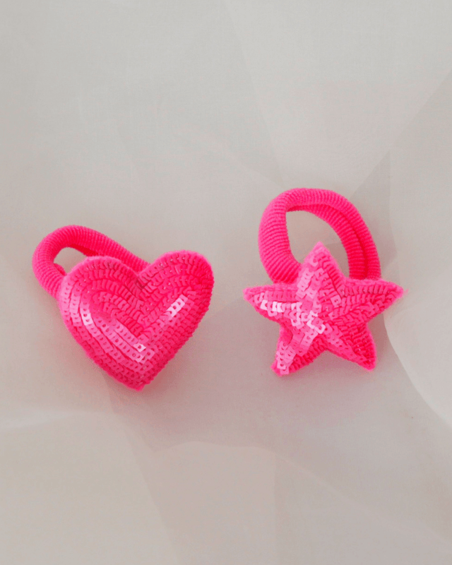 Anaario Heart-Star Hair Ties, Light Pink hair tie for kids