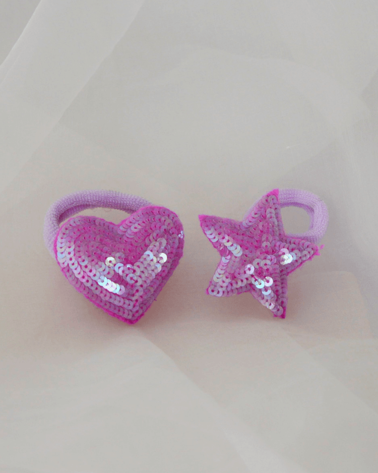 Anaario Heart-Star Hair Ties, Purple hair tie for kids