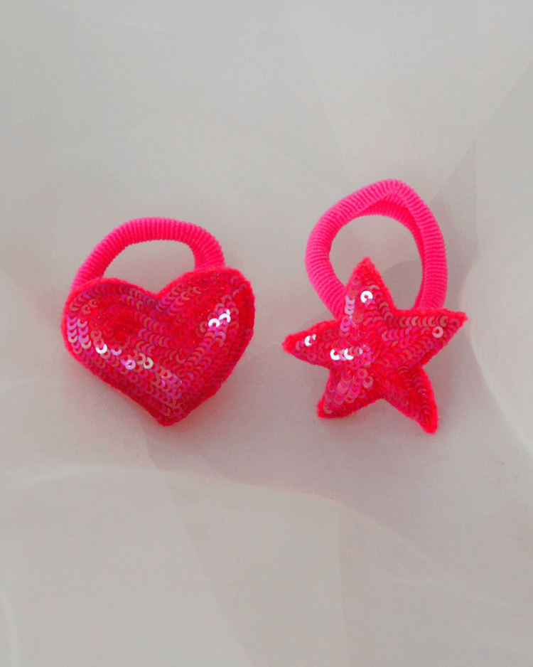 Anaario Heart-Star Hair Ties, Pink hair tie for kids