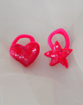 Anaario Heart-Star Hair Ties, Pink hair tie for kids