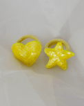 Anaario Heart-Star Hair Ties, Yellow hair tie for kids