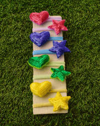 Anaario Heart-Star Hair Ties (Set of 8), assorted colours hair tie set for kids