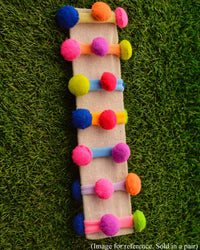Anaario Multicolour Balls Hair Ties (Pair of 2), pom-pom hair tie for kids