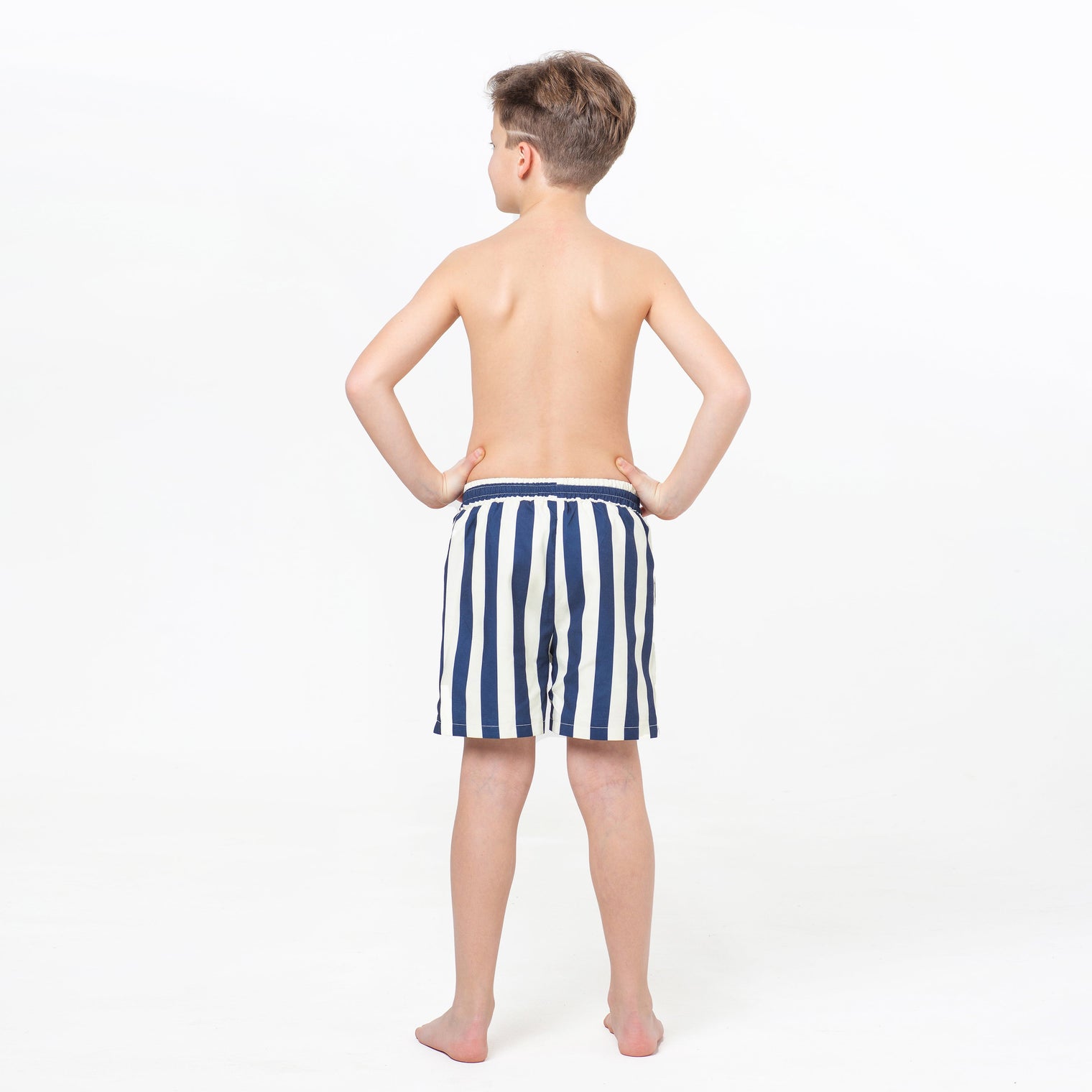 Navy and White Stripes, Serene Whales Reversible Flipout Shorts