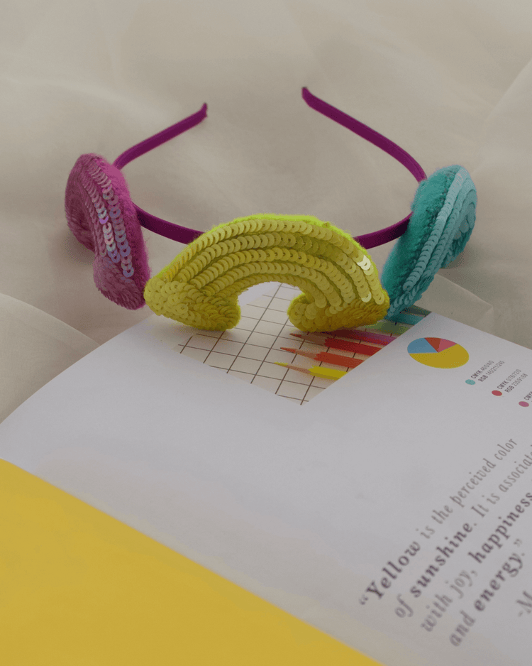 Anaario Rainbow Hairband (Set of 3), Purple + Yellow + Light Blue combo for kids