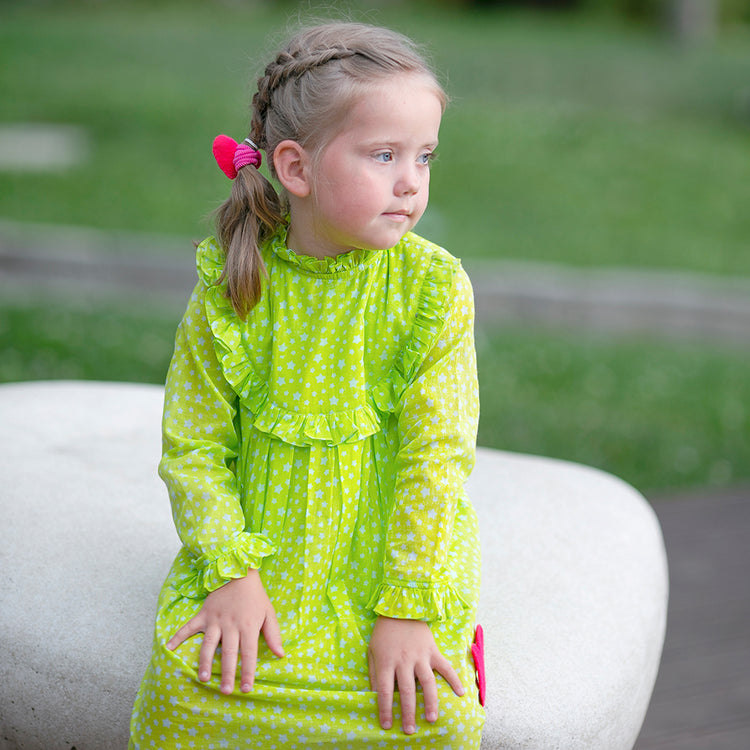 Girl wearing Anaario Teal Clouds Dress