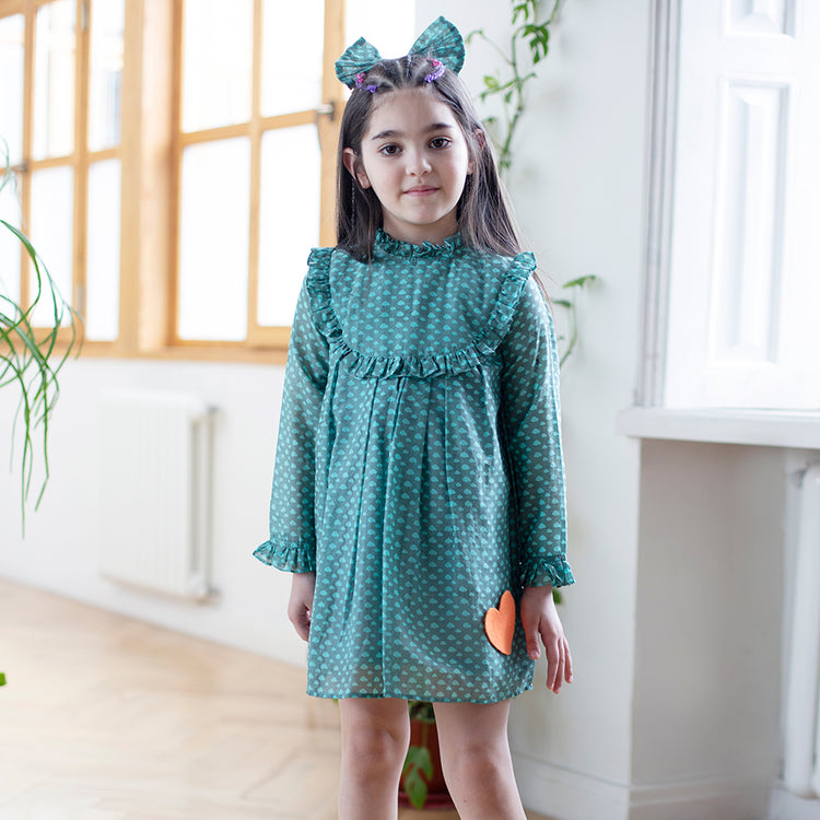 Girl wearing Anaario Teal Clouds Dress